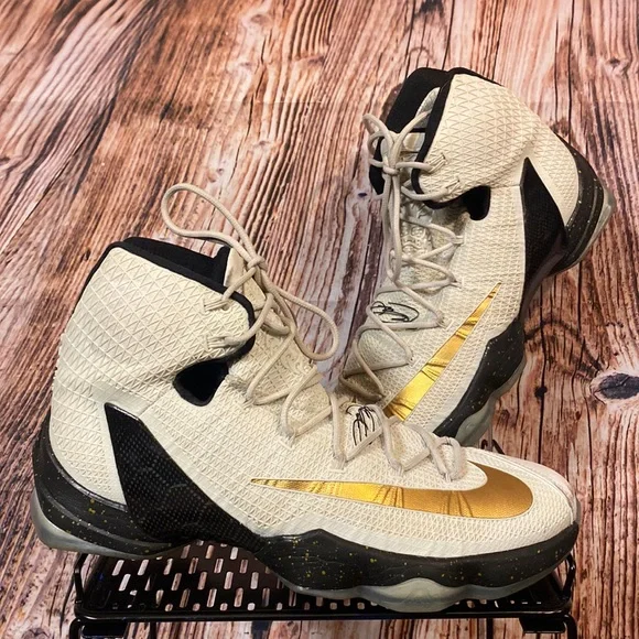 Lebron 13 white store and gold